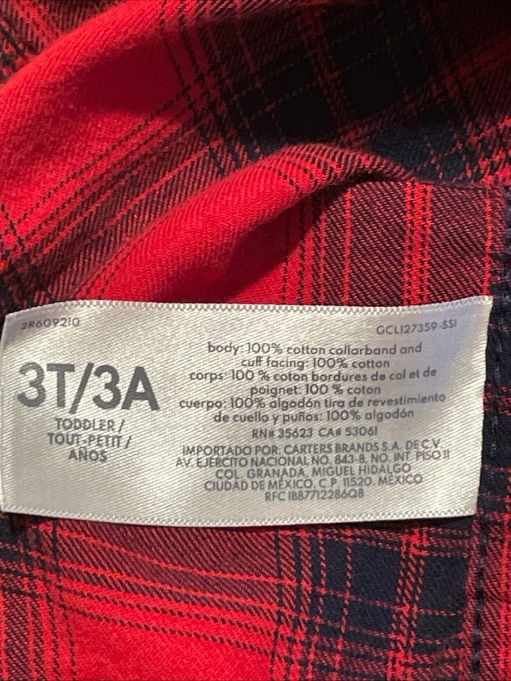OshKosh B'gosh Red & Black Plaid Cotton Button-Down Shirt